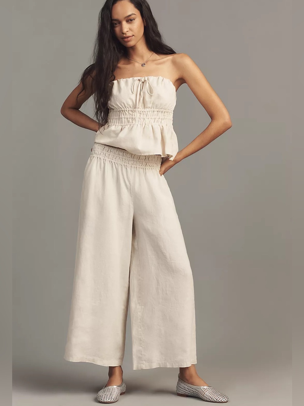 Anthropologie || Somerset 100% Linen Pull-On Pants in Sand Tan Beige XXS
